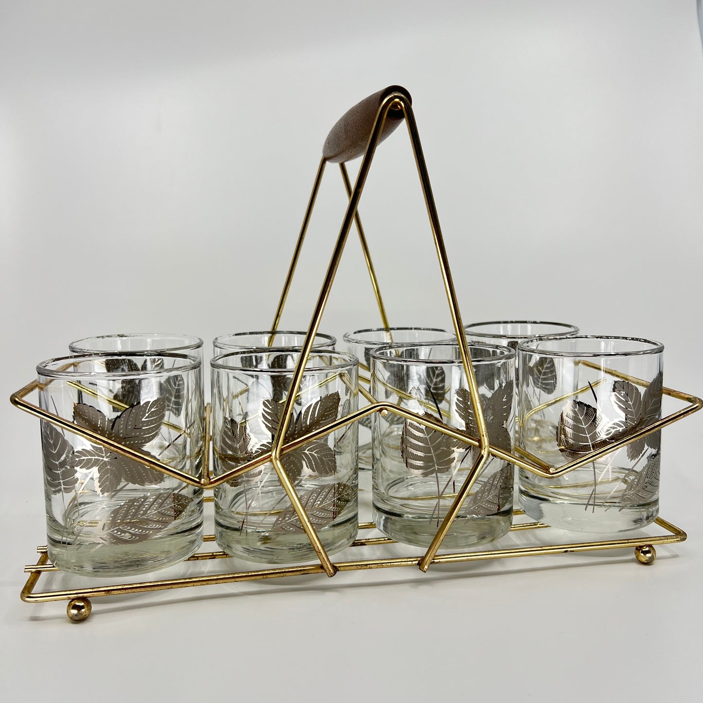 Leaf Lowballs with Caddy (Set of 8)