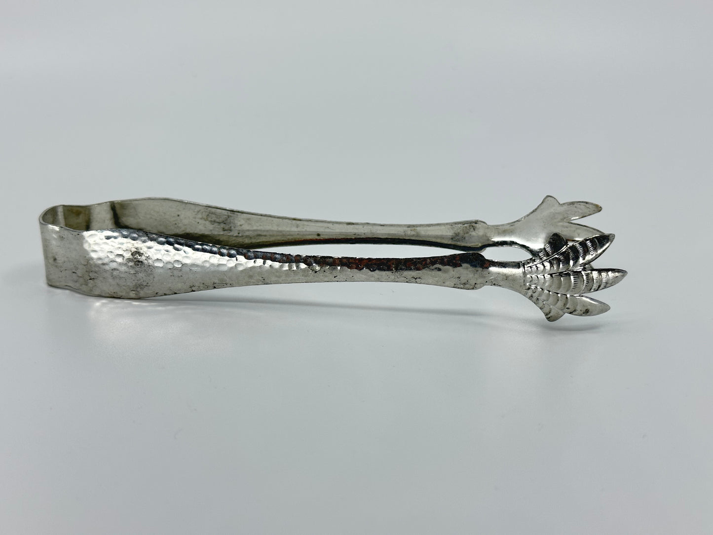 Vintage Hammered Metal Claw Tongs
