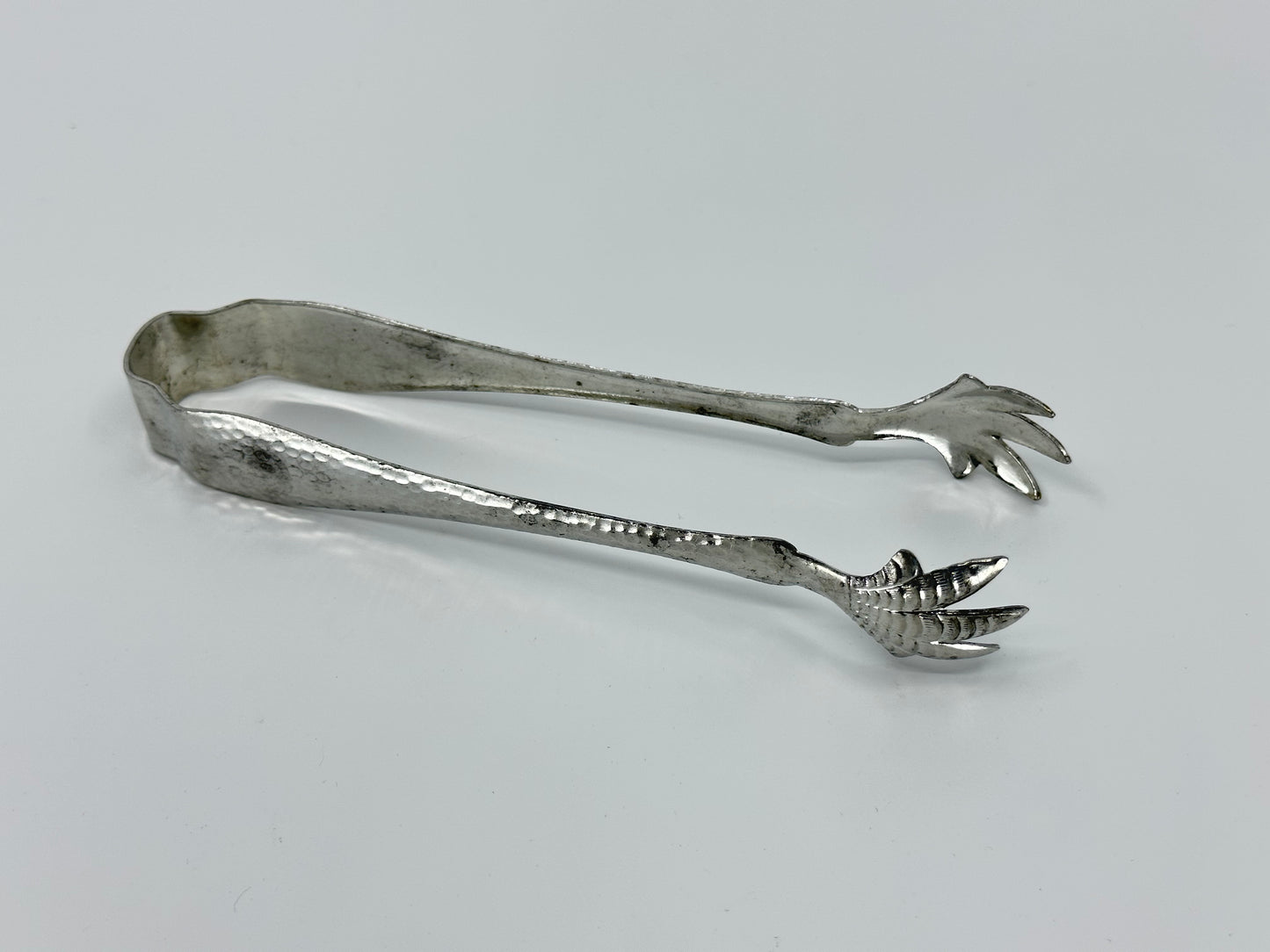 Vintage Hammered Metal Claw Tongs