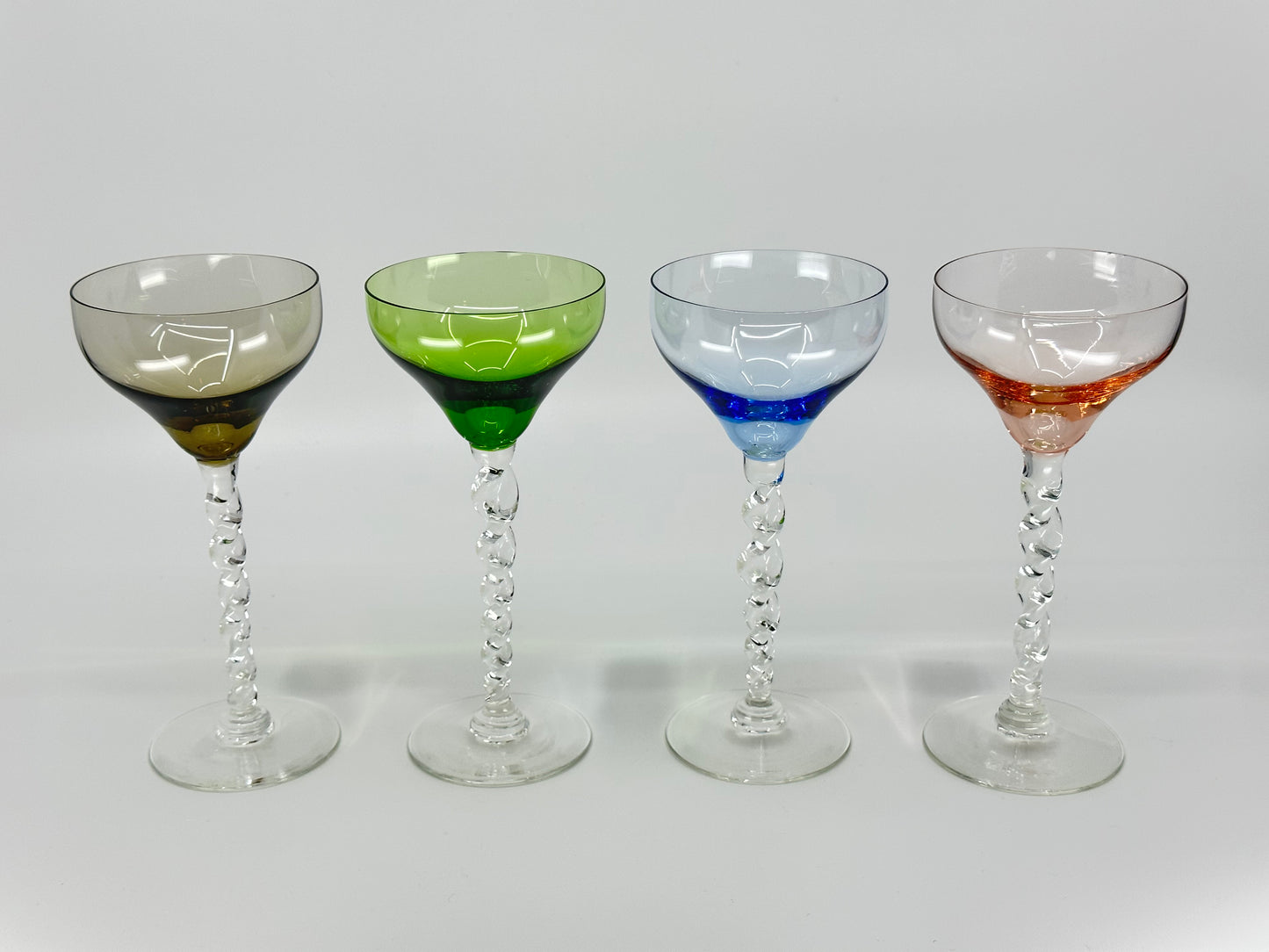 Blown Twisted Stem Cordial Glasses (Set of 4)