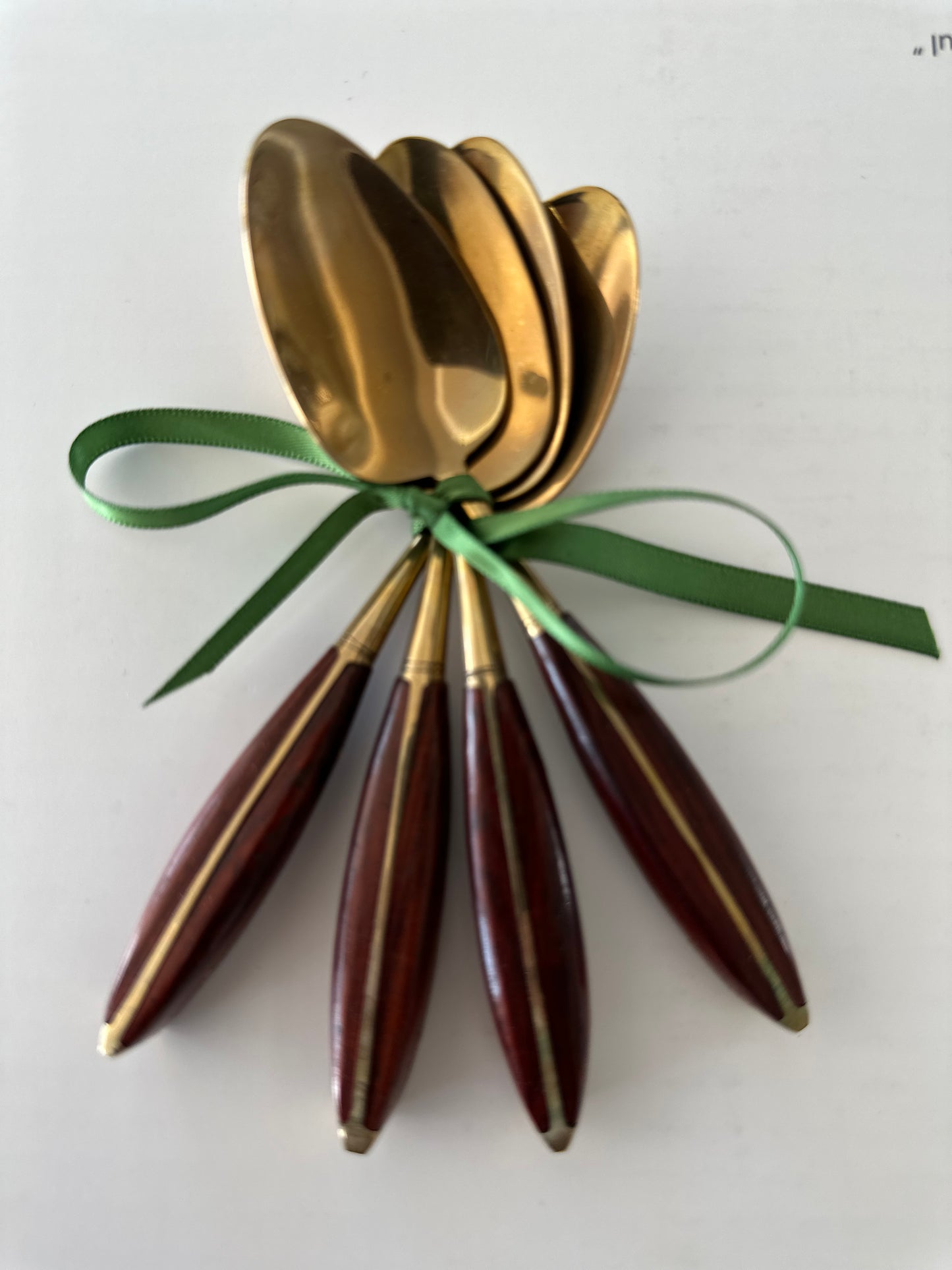 Brass & Wood Demitasse Spoons (set of 4)
