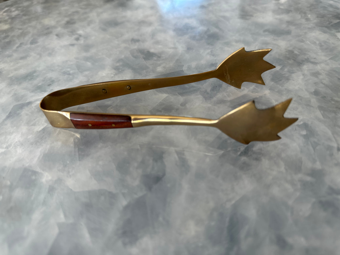 Brass & Wood Ice Tongs