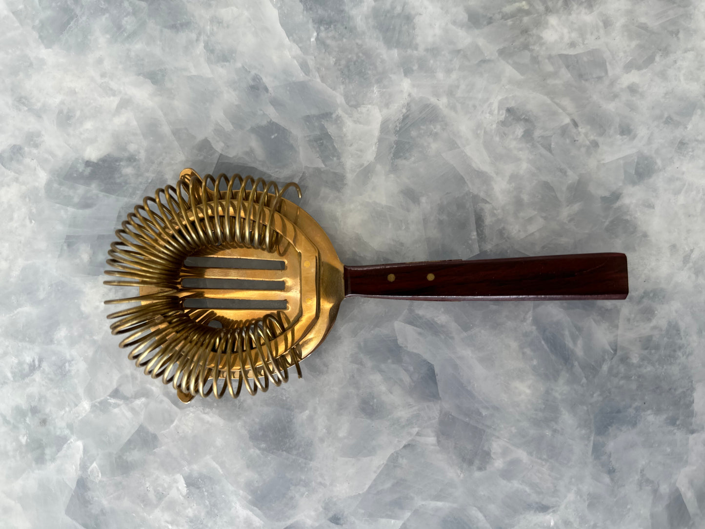 Brass & Wood Cocktail Strainer
