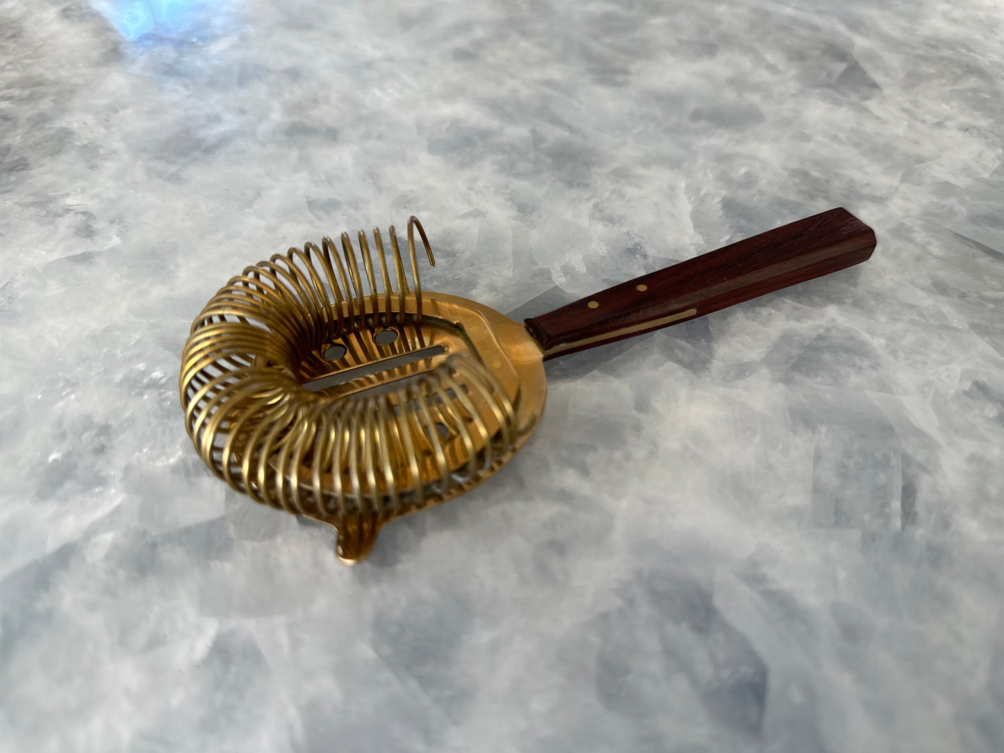 Brass & Wood Cocktail Strainer