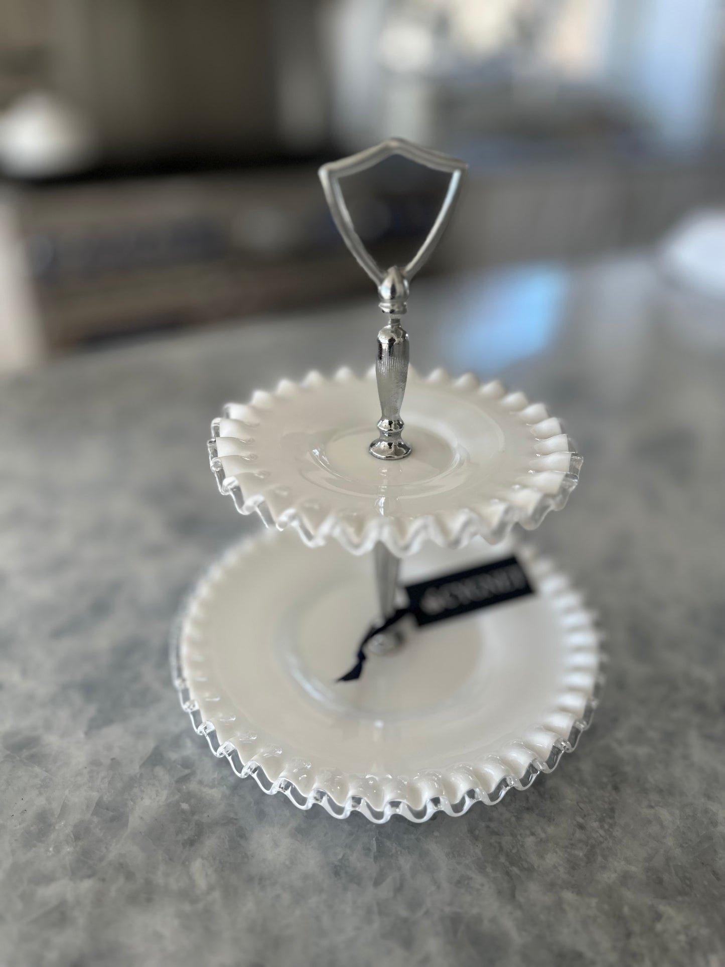 Milk Glass 2 Tier Tidbit