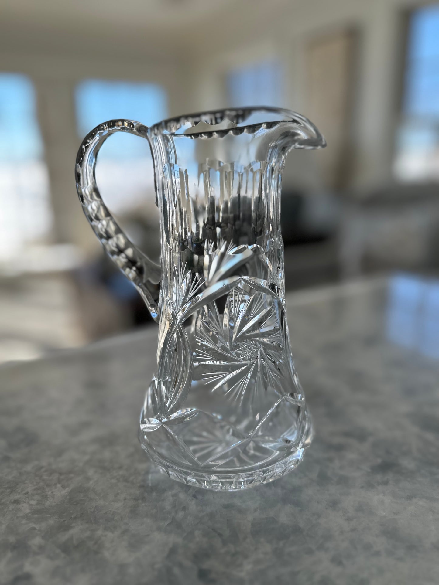 Heavy Cut Glass Pitcher