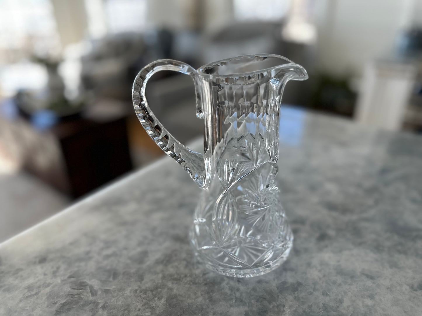 Heavy Cut Glass Pitcher