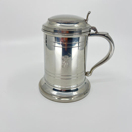 "S" Engraved Pewter Beer Mug (Set of 4)