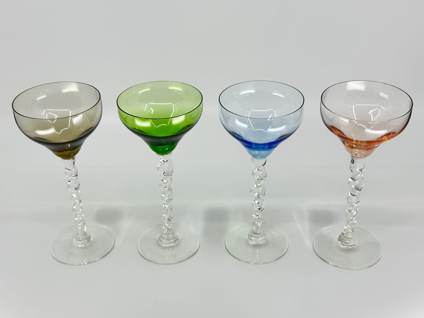 Blown Twisted Stem Cordial Glasses (Set of 4)
