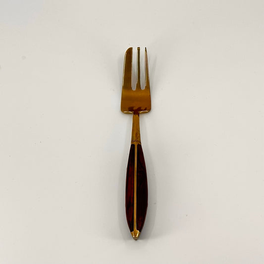 Brass & Wood Demitasse Forks (set of 4)