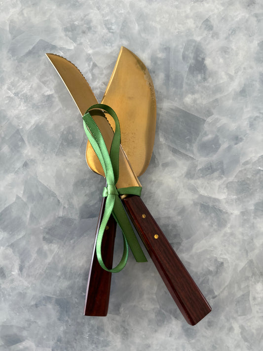 Brass & Wood Cheese Knives