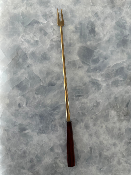 Brass & Wood Long Cocktail Fork