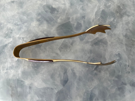 Brass & Wood Ice Tongs