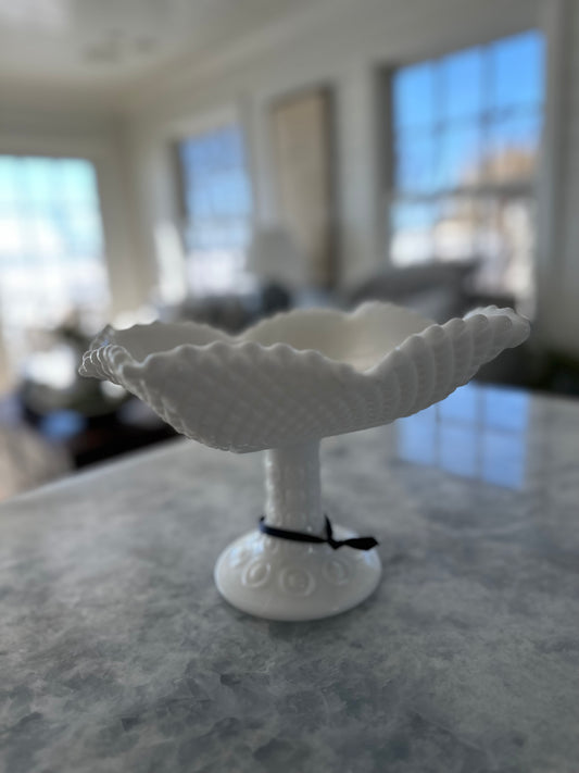 Milk Glass Compote Footed Bowl